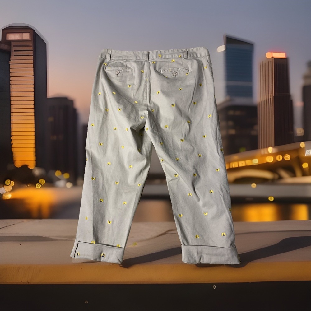 Talbots‎ Relaxed Chino Pants Multicolor Embroidered Butterfly Womens Size 16P